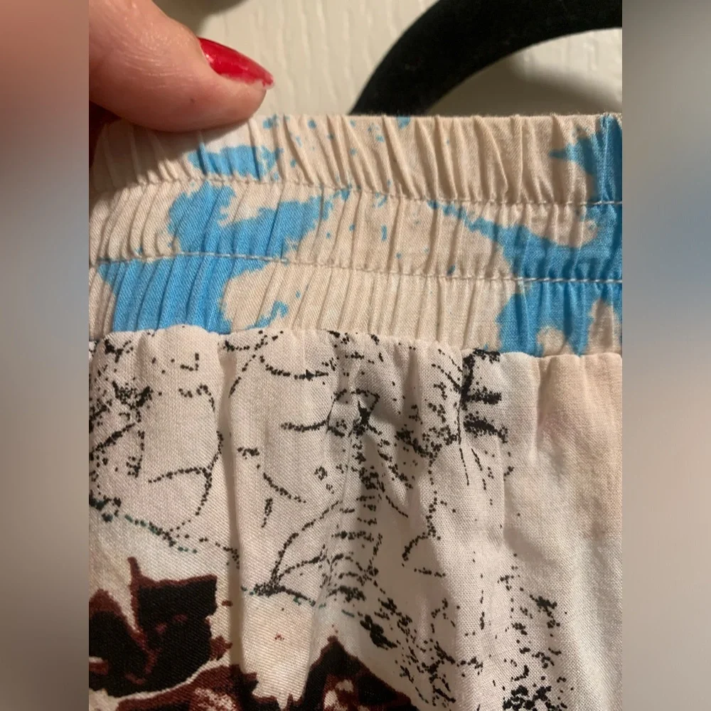 Funky unique artsy colorful mid length skirt elastic waist lined pop art print - Picture 9 of 12